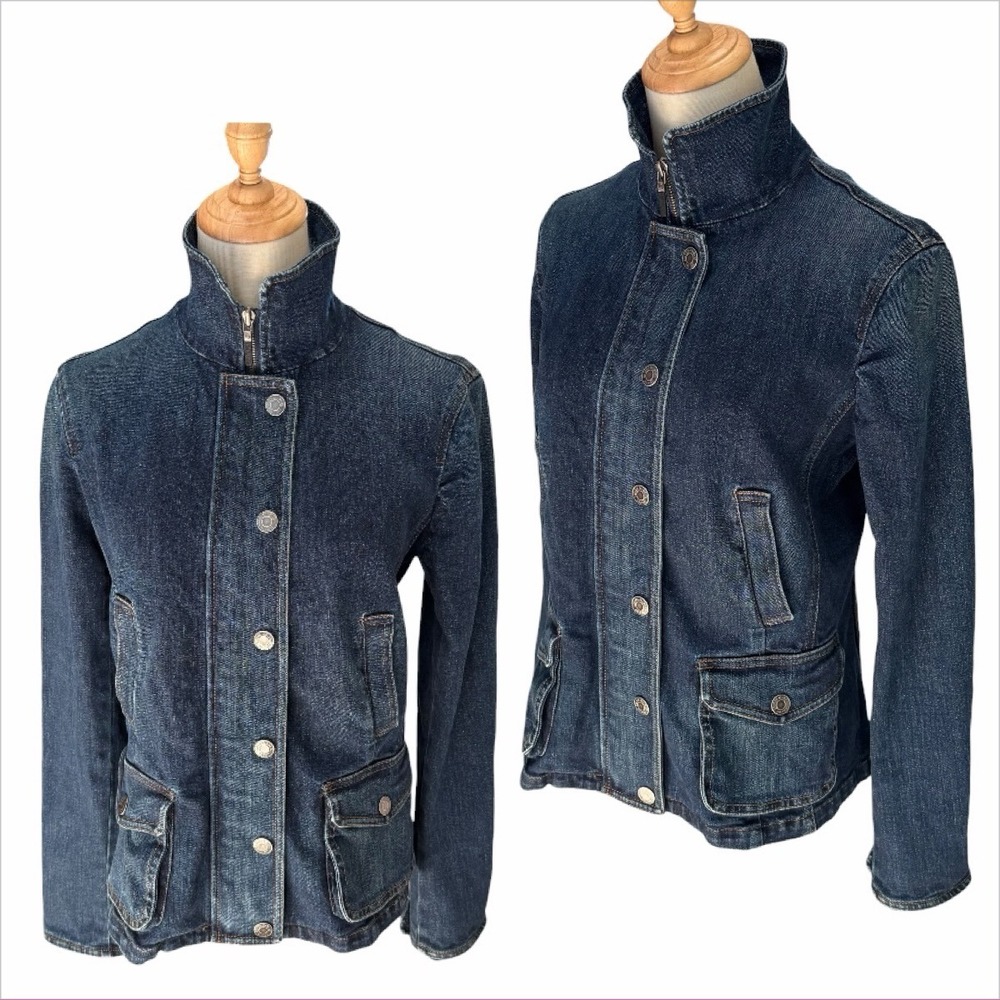 Vtg. Lauren Ralph Lauren Women's Funnel Neck Denim Jacket Size M Utility Chore